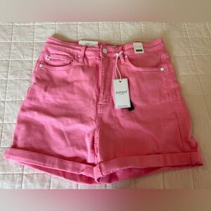Judy Blue Pink Jean Shorts High-Waisted Cuffed